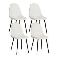 Ensemble table ronde marbre blanc doré avec 4 chaises tissu beige