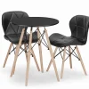 Ensemble table ronde noire VALORA KOVA 60 et 2 chaises noires WAKO