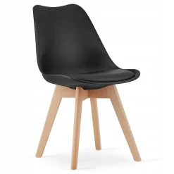 Ensemble table ronde VALORA KOVA 80 cm noir avec 4 chaises RIXK noires