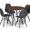 Ensemble table ronde Valora KOVA 80, chaises frêne et noires pour salle à manger (x4)