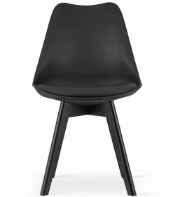 Ensemble table ronde VALORA KOVA avec 4 chaises noires RIXK