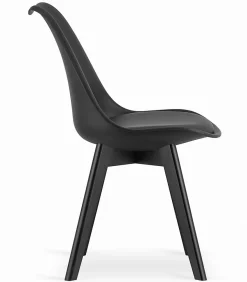 Ensemble table ronde VALORA KOVA avec 4 chaises noires RIXK