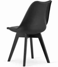 Ensemble table ronde VALORA KOVA avec 4 chaises noires RIXK