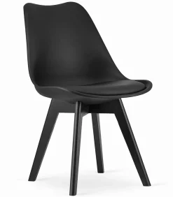Ensemble table ronde VALORA KOVA avec 4 chaises noires RIXK