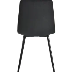 Ensemble table ronde 100x75 cm avec 4 chaises velours, plateau MDF effet marbre et structure métal noir