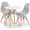 Ensemble table Valora KOVA 60 : table ronde blanche + 2 chaises grises