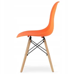 Ensemble table Valora KOVA 80 : table ronde blanche moderne + 4 chaises orange