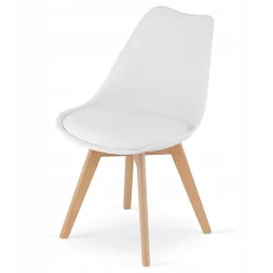 Ensemble Valora : table carrée 80 x 80 cm, chêne Sonoma + 4 chaises RIKX blanches (x4)
