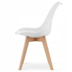 Ensemble Valora : table carrée 80 x 80 cm, chêne Sonoma + 4 chaises RIKX blanches (x4)