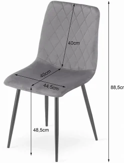 Ensemble Valora KOVA 80 Noir + 4 Chaises Turin Gris Foncé