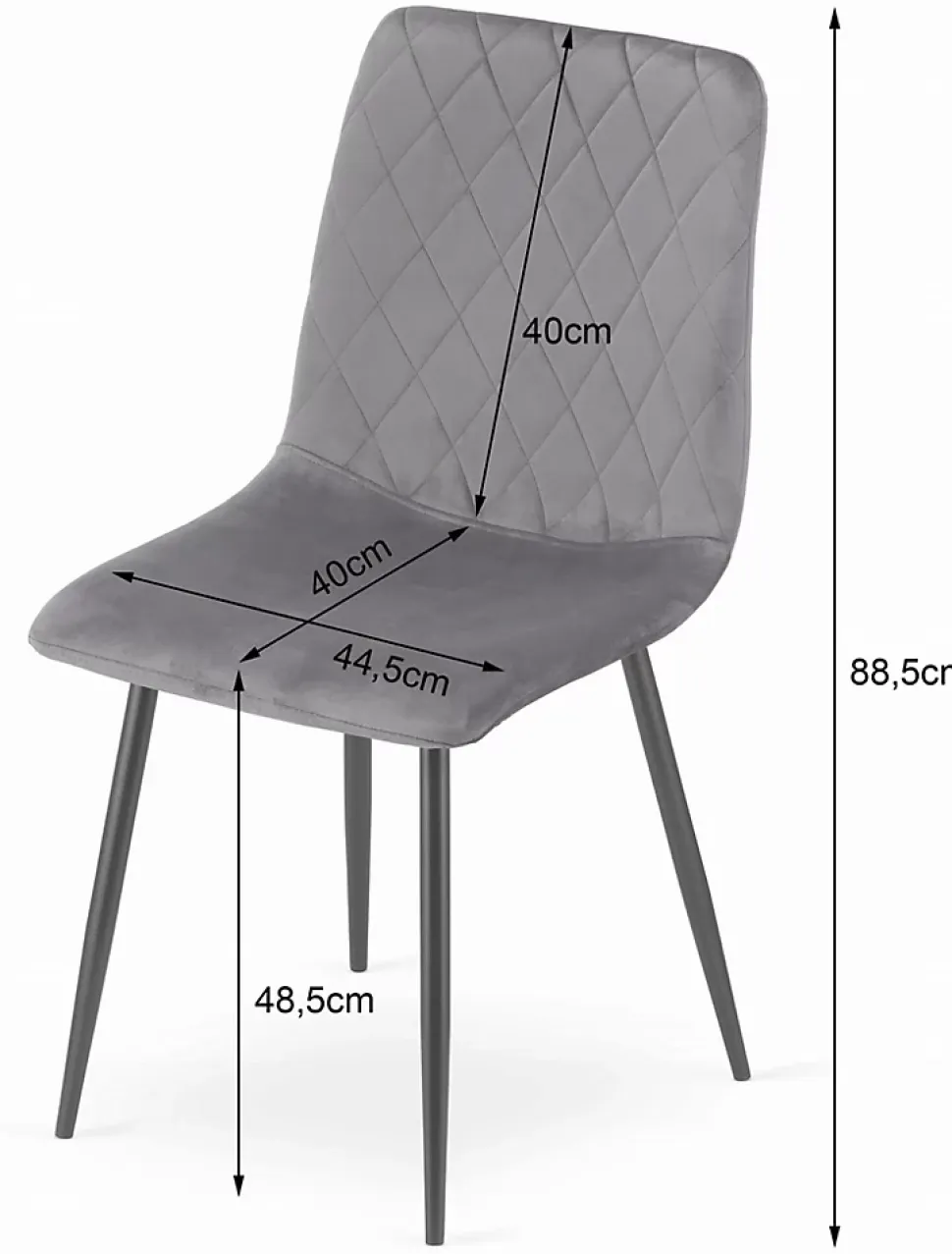 Ensemble Valora KOVA 80 Noir + 4 Chaises Turin Gris Foncé