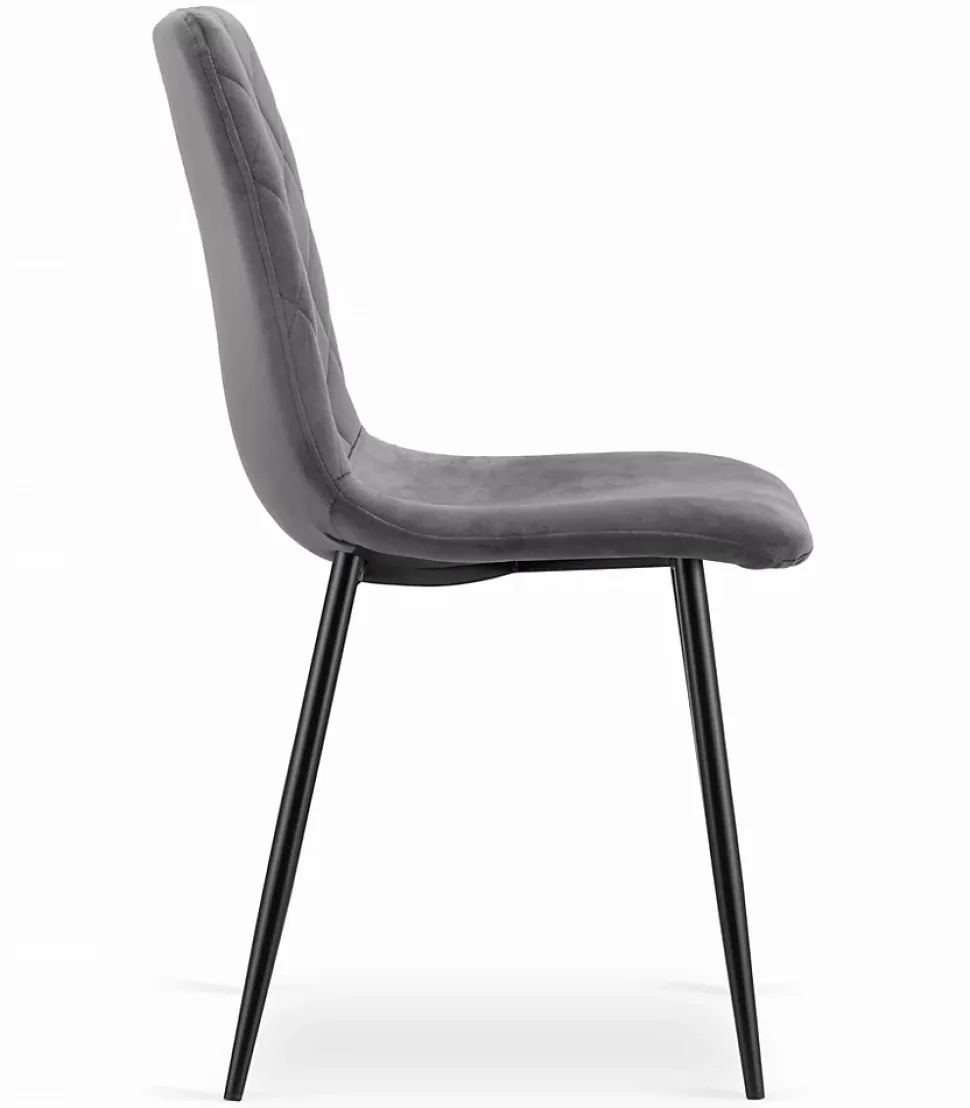 Ensemble Valora KOVA 80 Noir + 4 Chaises Turin Gris Foncé