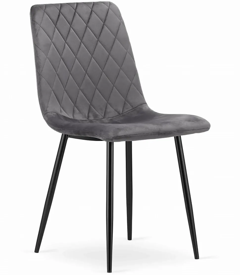 Ensemble Valora KOVA 80 Noir + 4 Chaises Turin Gris Foncé