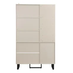 ensemble Vestiaire D'entrée - Vestiaire D'entrée Compact avec Panneau Rembourré, Meuble À Chaussures et Étagères, MDF, Gris+Beige