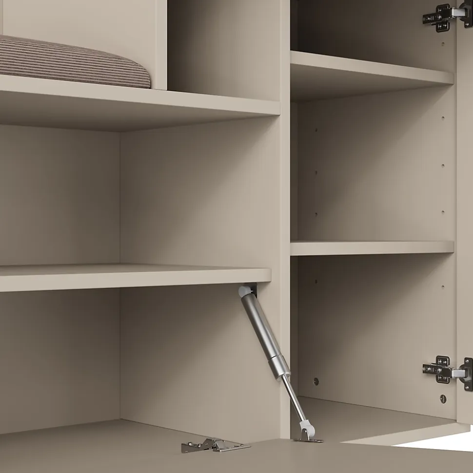 ensemble Vestiaire d'entrée Complet - Vestiaire avec Banc, Miroir et Meuble à Chaussures, MDF, 110x37x185,5 cm, Kaschmirfarben