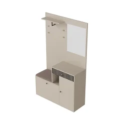 ensemble Vestiaire d'entrée Complet - Vestiaire avec Banc, Miroir et Meuble à Chaussures, MDF, 110x37x185,5 cm, Kaschmirfarben
