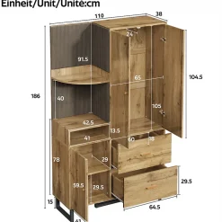 ensemble Vestiaire d'entrée - Vestiaire Mural avec Panneau Rembourré et Meuble à Chaussures, MDF, 110x38x186 cm, Naturel