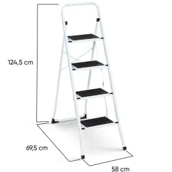 Escabeau marchepied pliable 4 marches antidérapantes avec garde corps