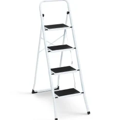 Escabeau marchepied pliable 4 marches antidérapantes avec garde corps