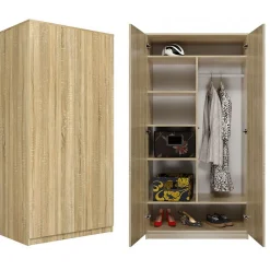 ESME - Armoire double style scandinave chambre à coucher - 90x50x180 - 2 portes - Dressing