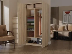 ESME - Armoire double style scandinave chambre à coucher - 90x50x180 - 2 portes - Dressing