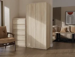 ESME - Armoire double style scandinave chambre à coucher - 90x50x180 - 2 portes - Dressing