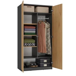 ESME - Armoire double style scandinave chambre à coucher - 90x50x180 - 2 portes - Dressing