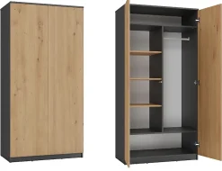 ESME - Armoire double style scandinave chambre à coucher - 90x50x180 - 2 portes - Dressing