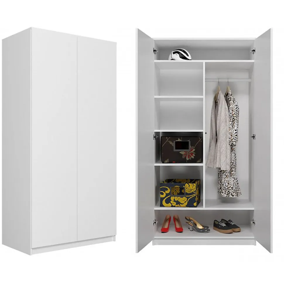 ESME - Armoire double style scandinave chambre à coucher - 90x50x180 - 2 portes - Dressing