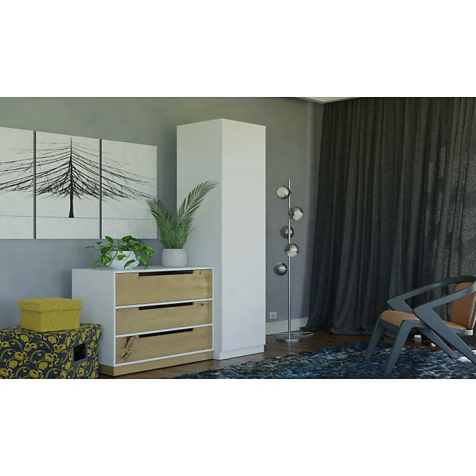 ESME - Armoire simple style scandinave chambre à coucher - 50x50x180 - 1 porte - Dressing