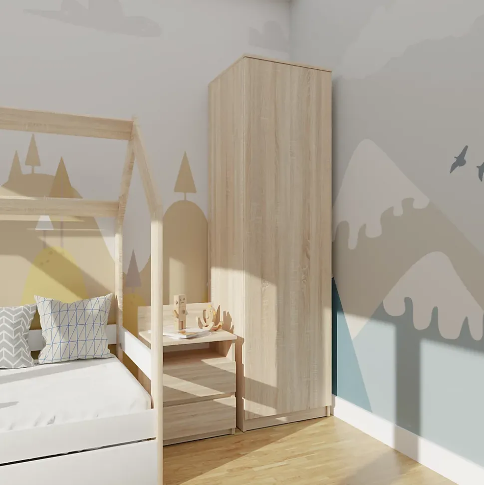 ESME - Armoire simple style scandinave chambre à coucher - 50x50x180 - 1 porte - Dressing