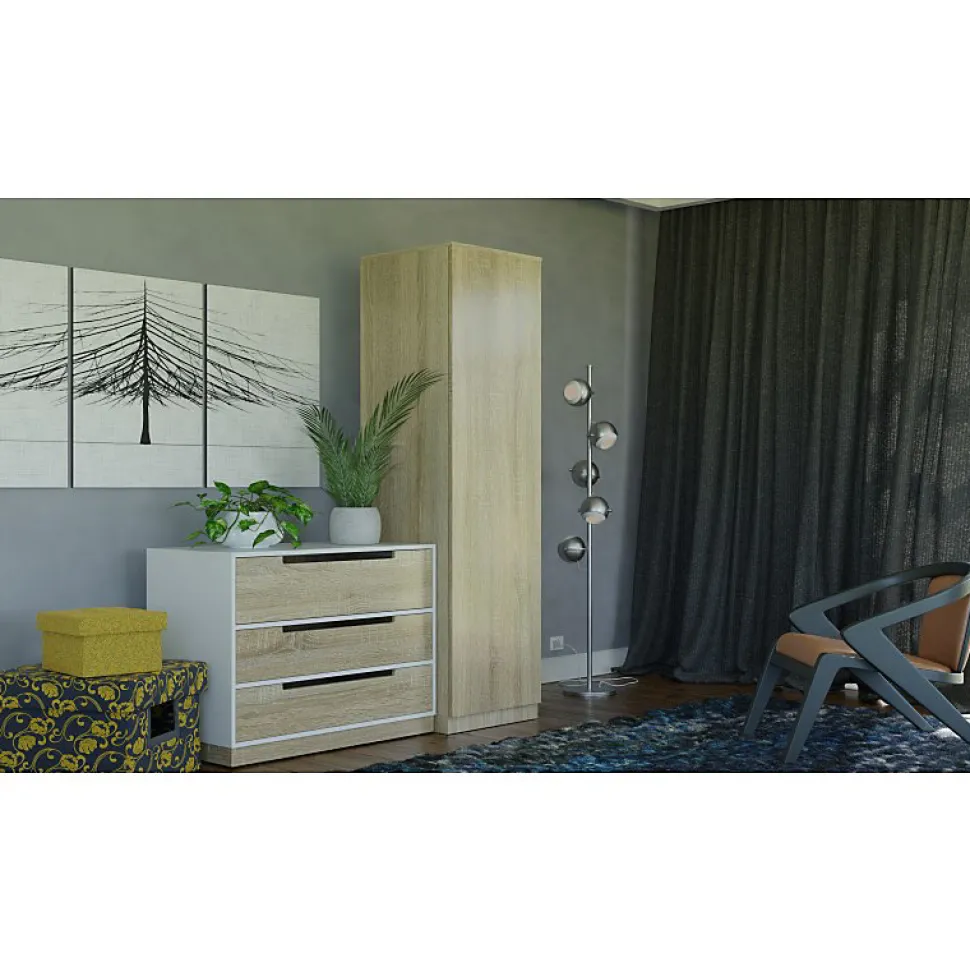 ESME - Armoire simple style scandinave chambre à coucher - 50x50x180 - 1 porte - Dressing