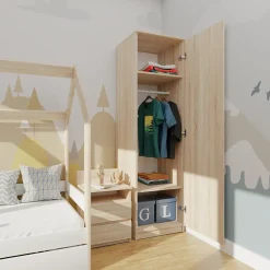 ESME - Armoire simple style scandinave chambre à coucher - 50x50x180 - 1 porte - Dressing