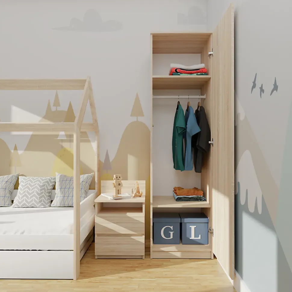 ESME - Armoire simple style scandinave chambre à coucher - 50x50x180 - 1 porte - Dressing