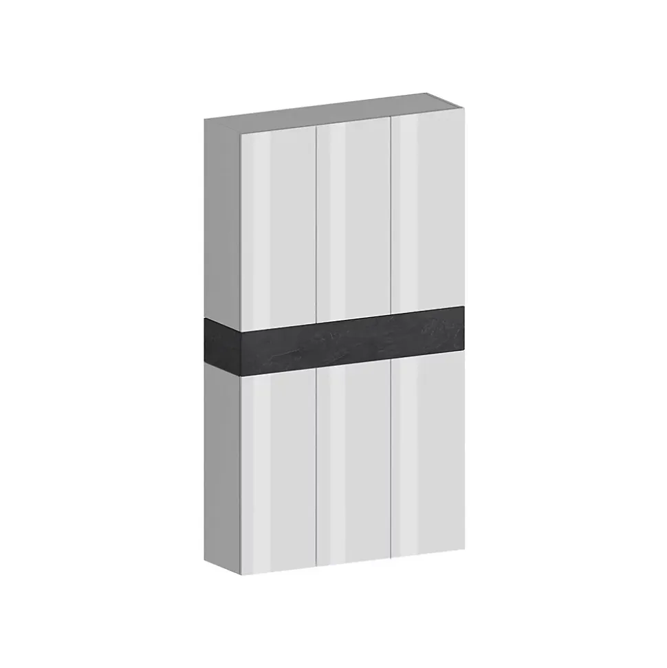 Etagere à chaussures Marzio, Etagere à chaussures peu encombrante à 7 portes, 114x38h200 cm, Blanc et Ardoise