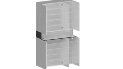 Etagere à chaussures Marzio, Etagere à chaussures peu encombrante à 7 portes, 114x38h200 cm, Blanc et Ardoise