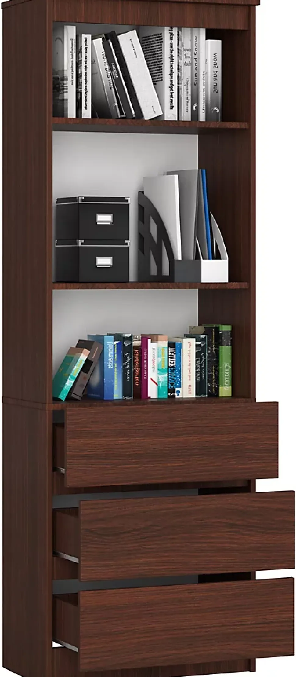 Etagere, 3 tiroirs 2 etageres, wenge, Largeur : 60 cm, Hauteur : 180 cm, Profondeur : 35 cm