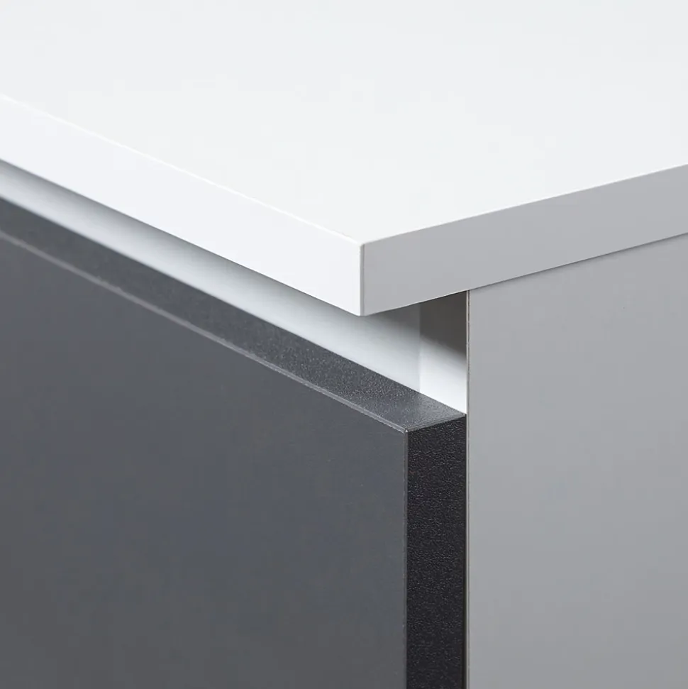 Etagere, 3 tiroirs 2 étagères, blanc, gris graphite, Largeur : 60 cm, Hauteur : 180 cm, Profondeur : 35 cm