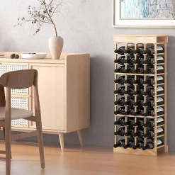 Etagere a Bouteille avec 10 Etages et 40 Emplacements pour Bouteilles Materiaux en Pin Massif Stockage a l Horizontal