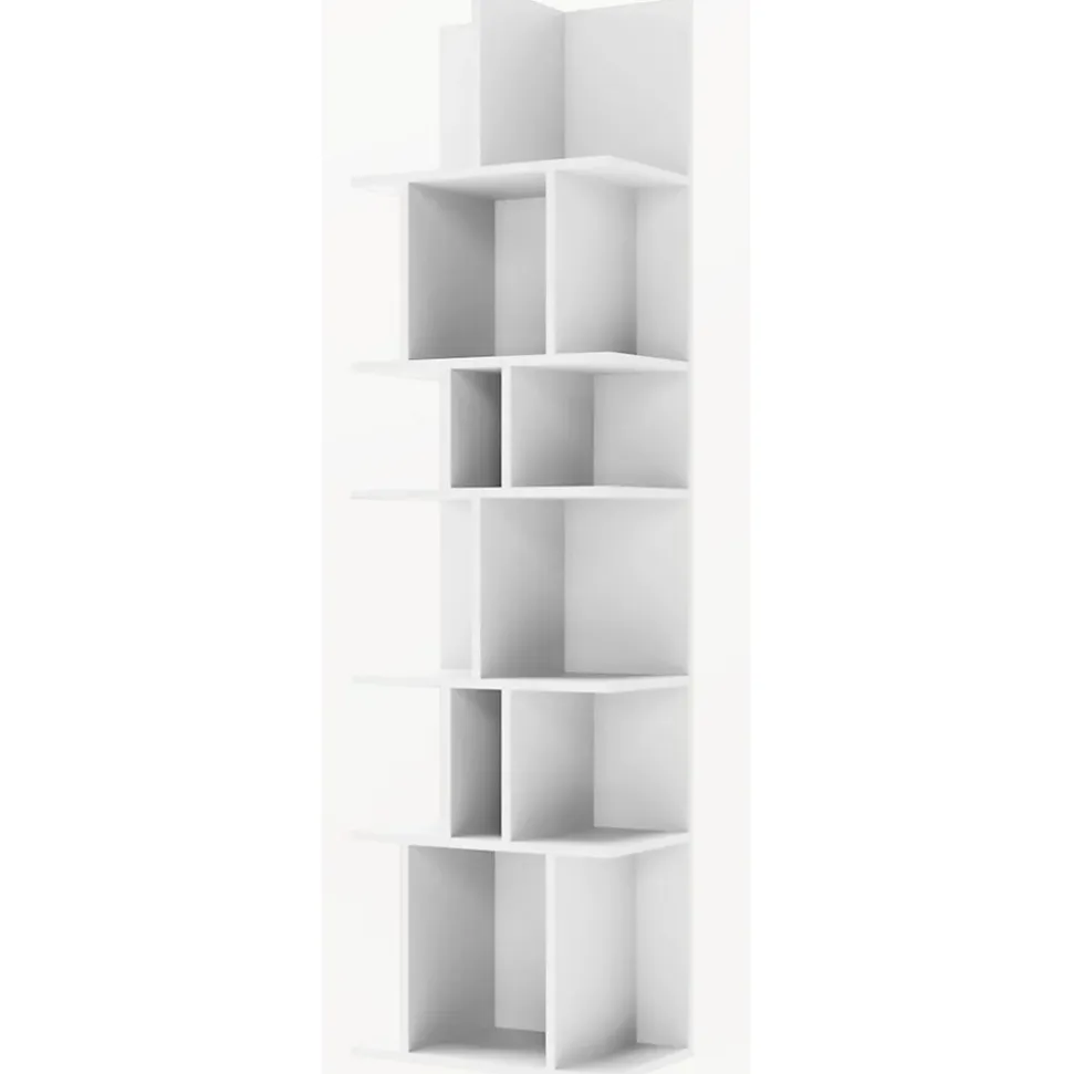 Etagere blanche murale et autoportante a compartiments asymetriques 180 cm modele Bemmi