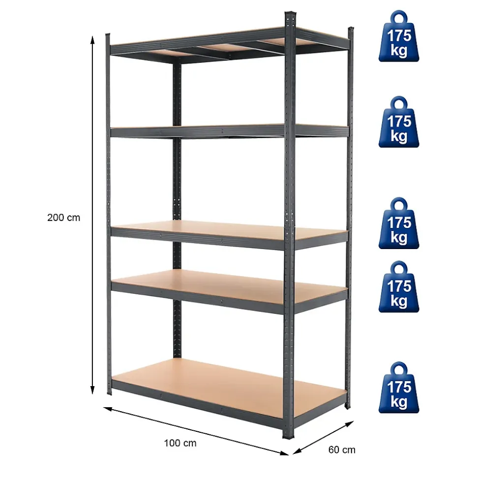 Etagere d'Atelier - 200x100x60 cm - jusqu'a 875 kg - Anthracite