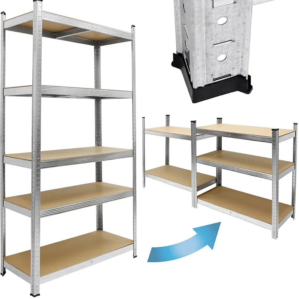 Etagere de Rangement - 180x90x40 cm - Charge jusqu'a 750 kg - en Metal Galvanise