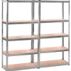 Etagere garage metallique 5 niveaux de rangement 180 x 180 cm robuste et modulable 40 cm gris