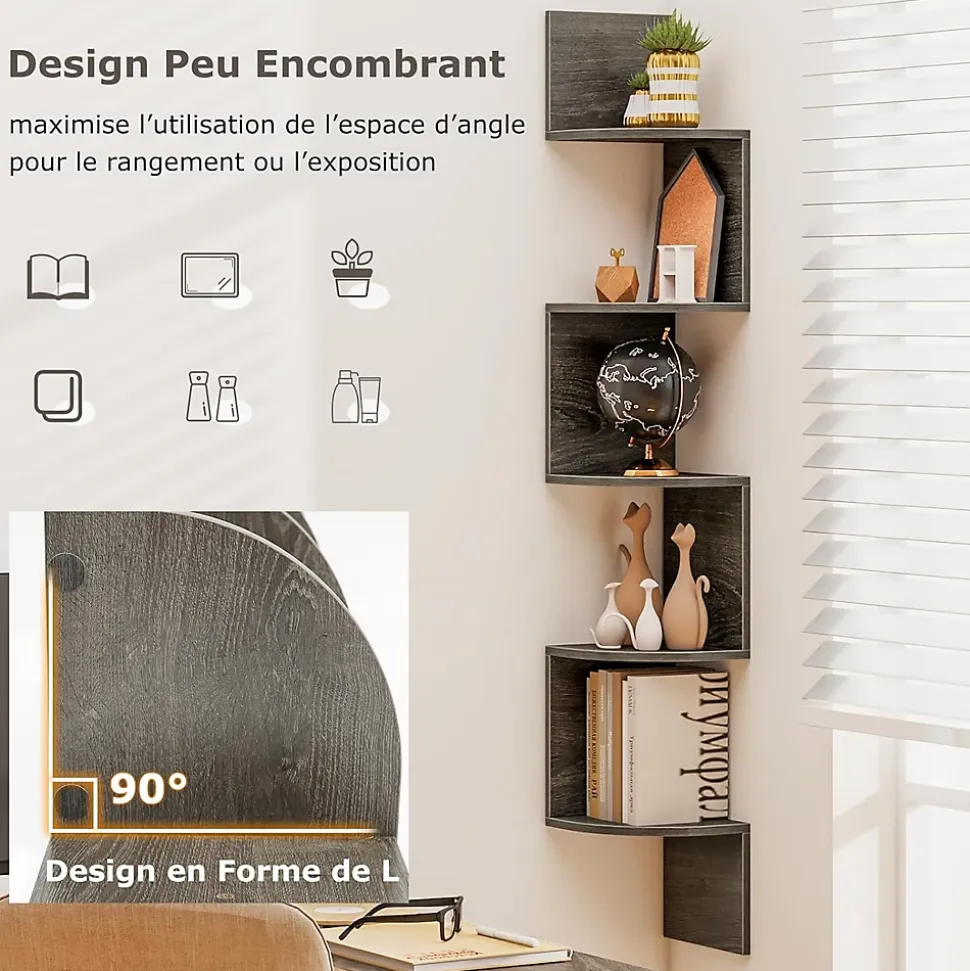 Etagere Murale à 5 Niveaux, 20 x 20 x 126 CM, Organisateur de Rangement, Gain de Place, Moderne, Charge 50KG