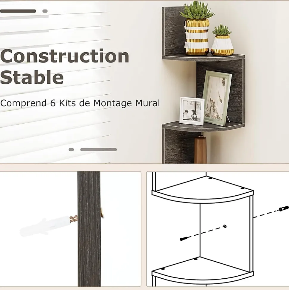 Etagere Murale à 5 Niveaux, 20 x 20 x 126 CM, Organisateur de Rangement, Gain de Place, Moderne, Charge 50KG