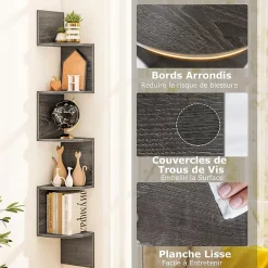 Etagere Murale à 5 Niveaux, 20 x 20 x 126 CM, Organisateur de Rangement, Gain de Place, Moderne, Charge 50KG