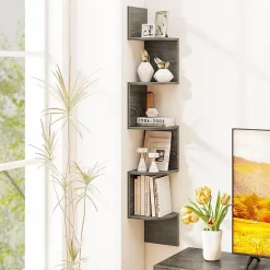 Etagere Murale à 5 Niveaux, 20 x 20 x 126 CM, Organisateur de Rangement, Gain de Place, Moderne, Charge 50KG