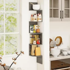 Etagere Murale à 5 Niveaux, 20 x 20 x 126 CM, Organisateur de Rangement, Gain de Place, Moderne, Charge 50KG