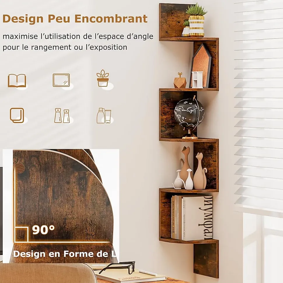 Etagere Murale à 5 Niveaux, 20 x 20 x 126 CM, Organisateur de Rangement, Gain de Place, Moderne, Charge 50KG