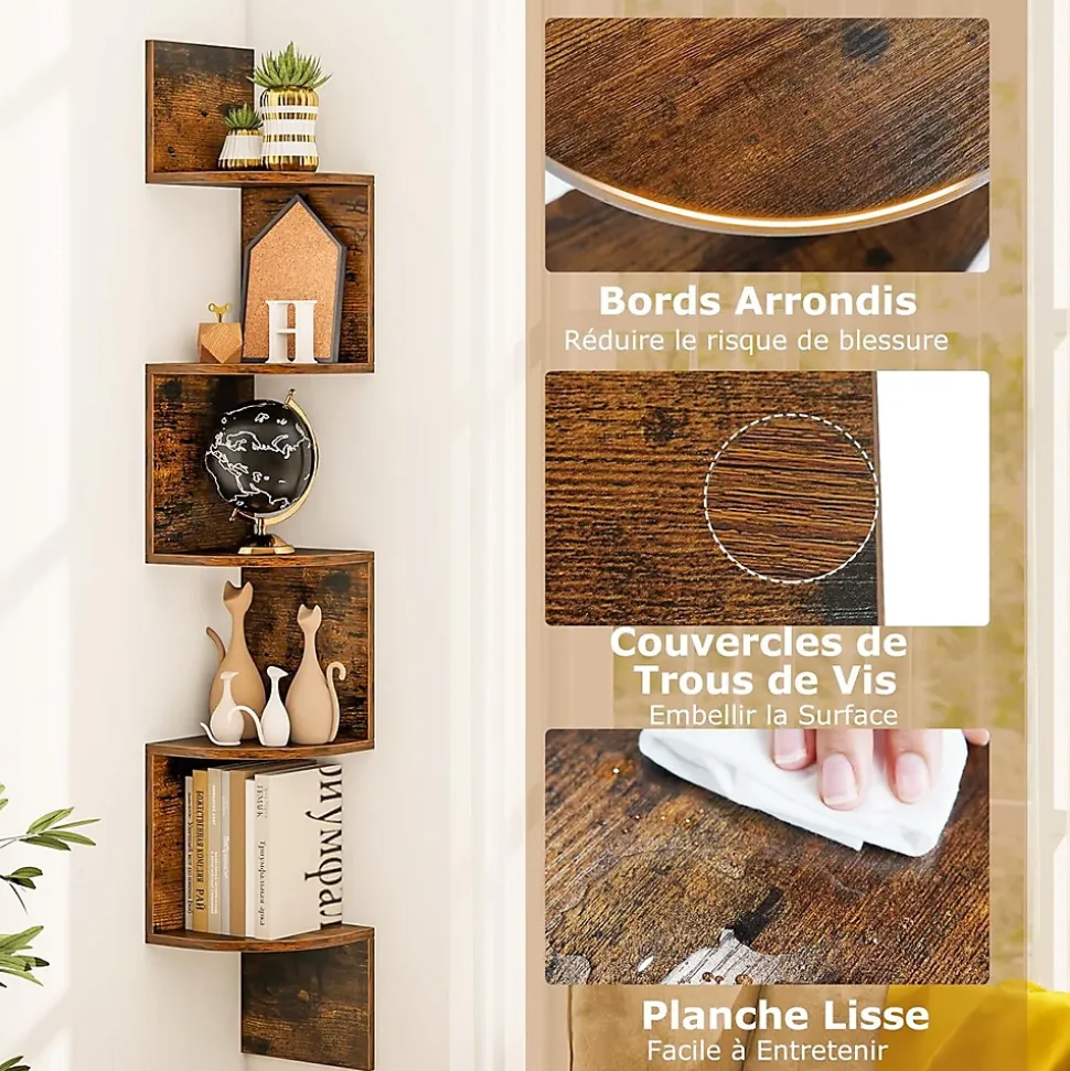 Etagere Murale à 5 Niveaux, 20 x 20 x 126 CM, Organisateur de Rangement, Gain de Place, Moderne, Charge 50KG